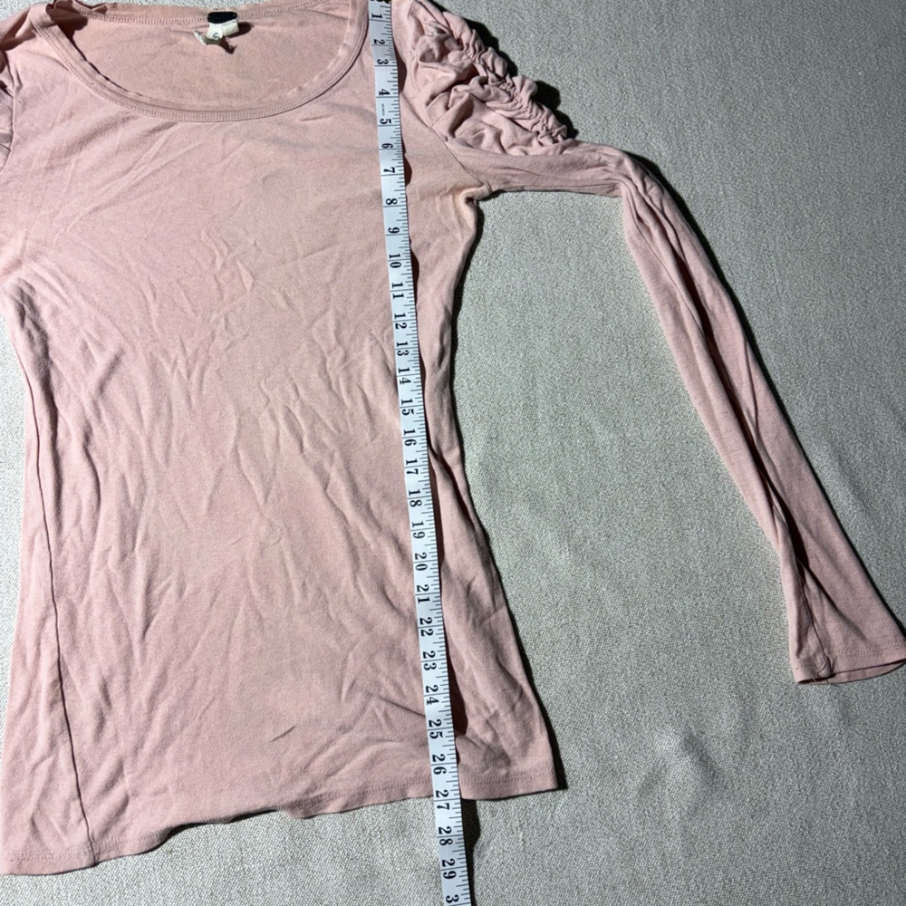 Free People Natasha Cotton Puff Shoulder Blush Long Sleeve Top - Picture 5 of 8